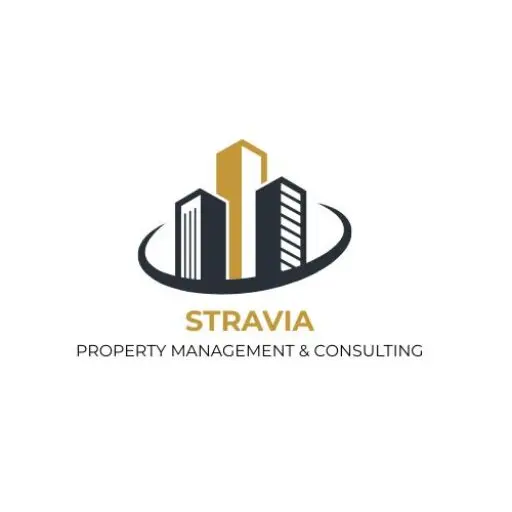 “Stravia Consulting logo featuring elegant gold lettering on a clean white background, symbolizing professional relocation and property management services in Spain.”